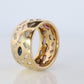 18k Confetti wide band. 2CTW Diamond Ruby Sapphire Emerald Scattered Cigar ring