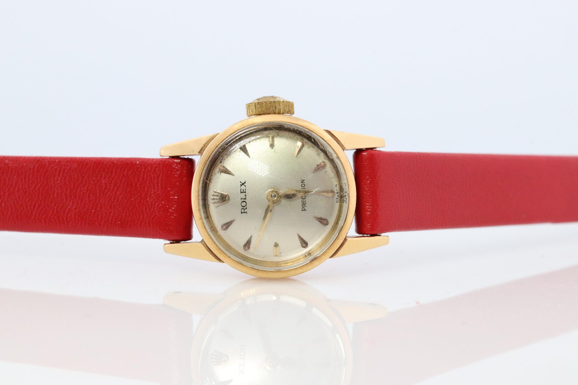 Genuine 18k Rolex Precision Watch. 18k YG Ladies 8648 Dainty 1940s Ladies Rolex