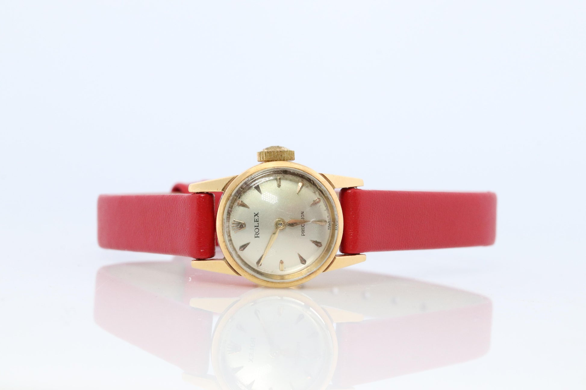 Genuine 18k Rolex Precision Watch. 18k YG Ladies 8648 Dainty 1940s Ladies Rolex