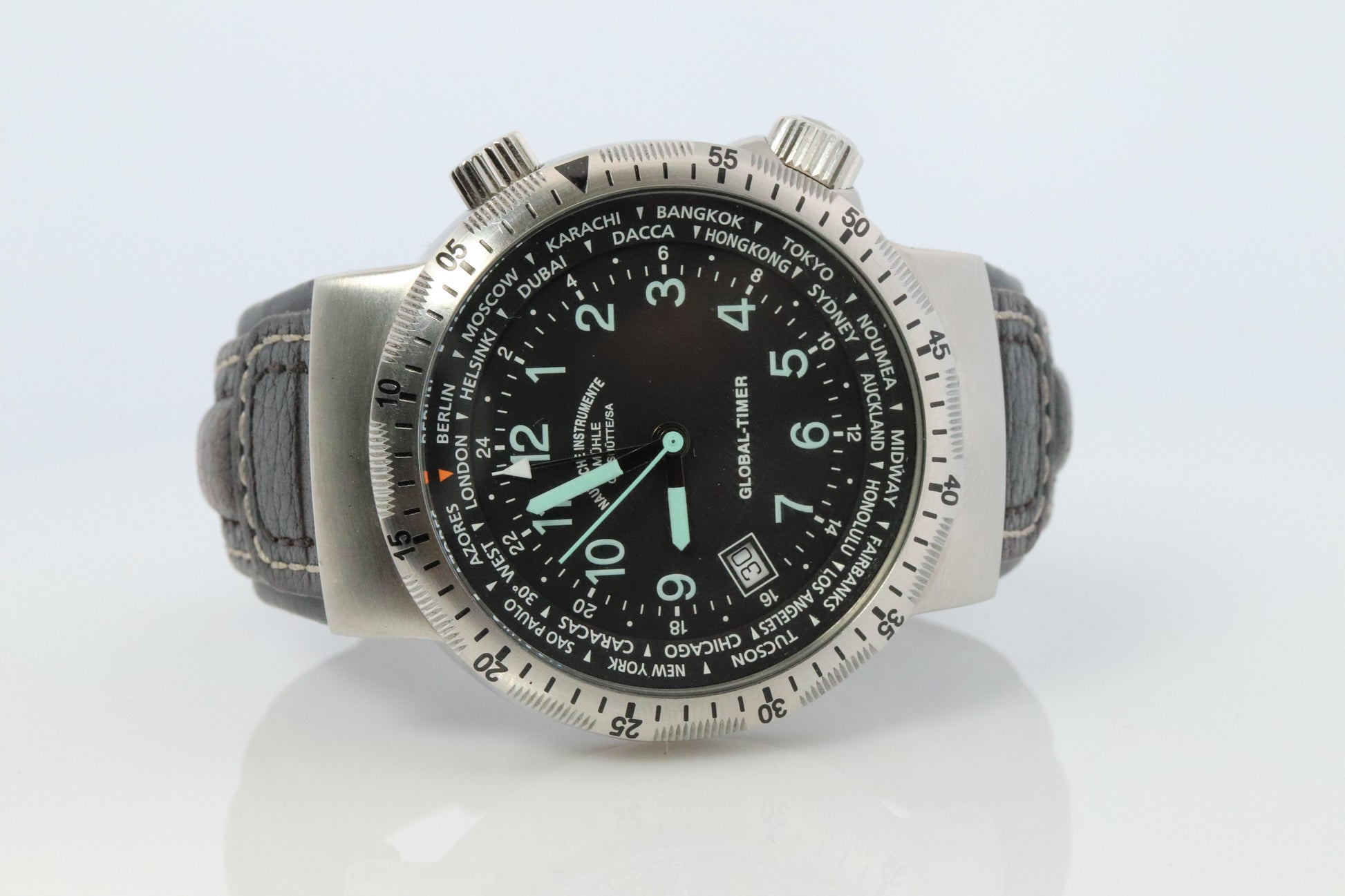 Muhle Glashutte Global Timer Watch. M1-41-13 Lufthansa Cargo Mens Watch.