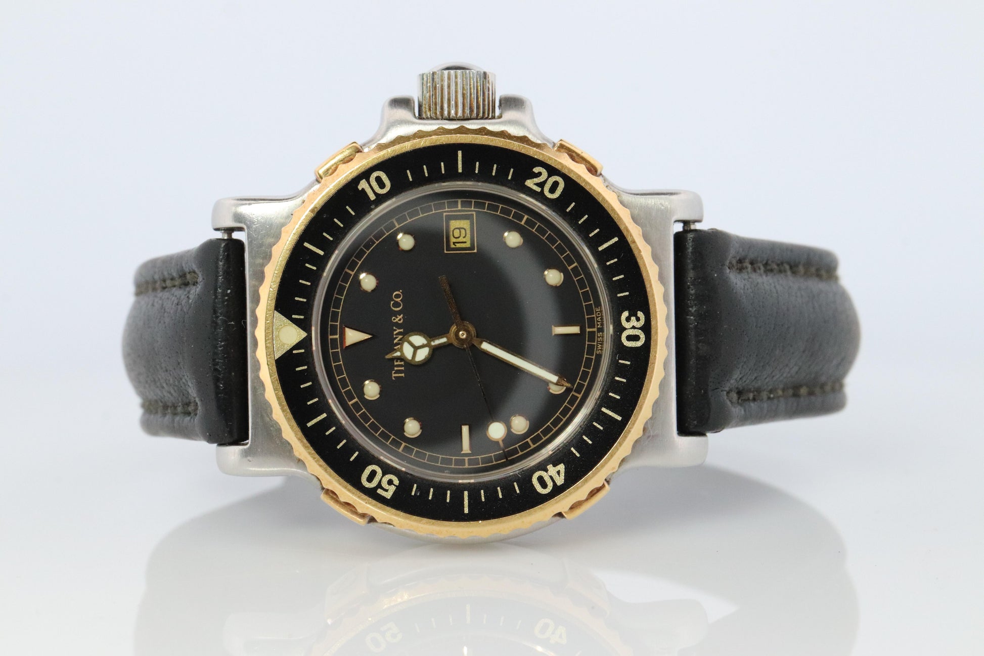 Tiffany and Co Diver Watch. 18k Gold and SS Tiffany L0729 Ladies Watch