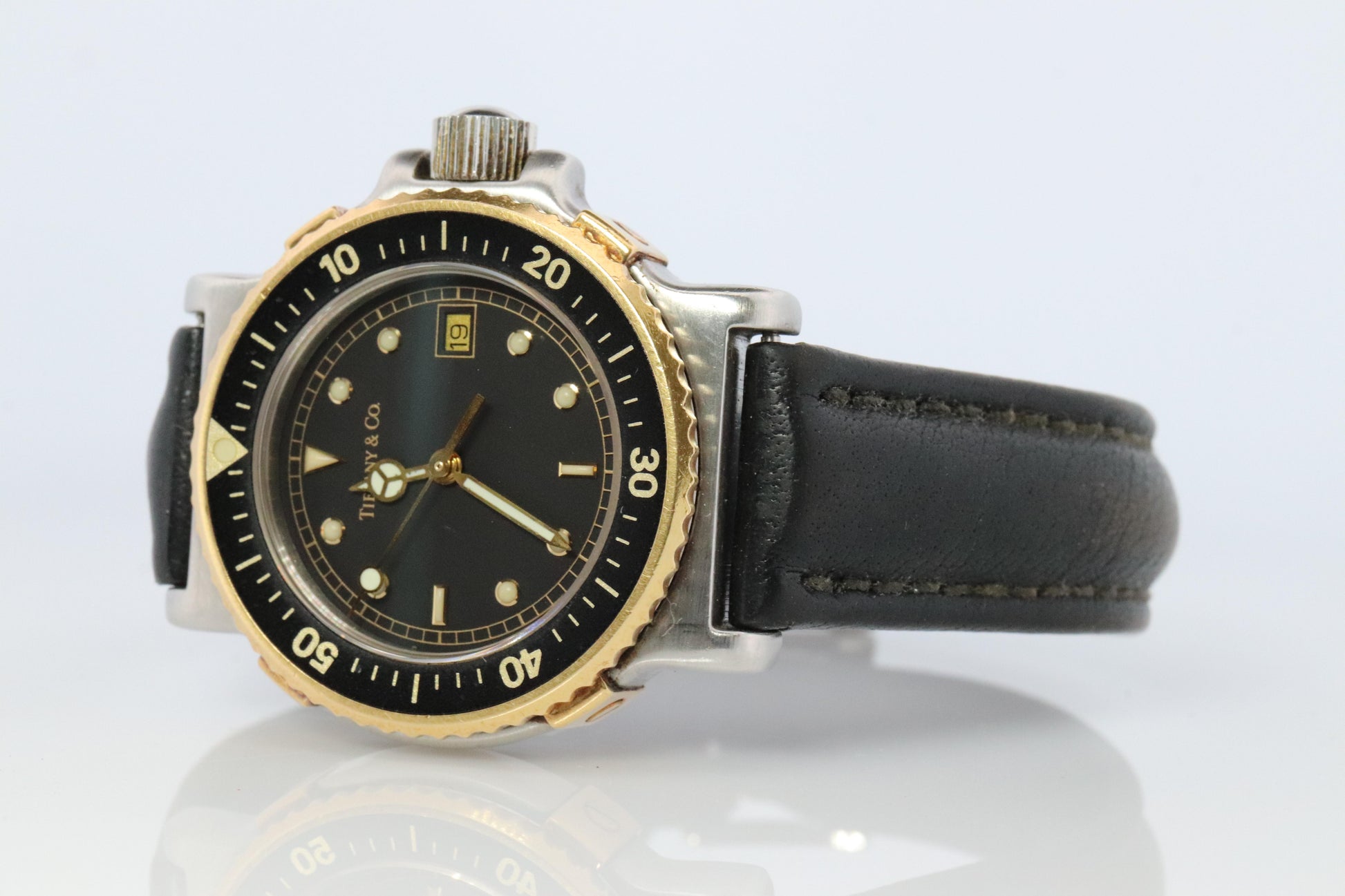 Tiffany and Co Diver Watch. 18k Gold and SS Tiffany L0729 Ladies Watch