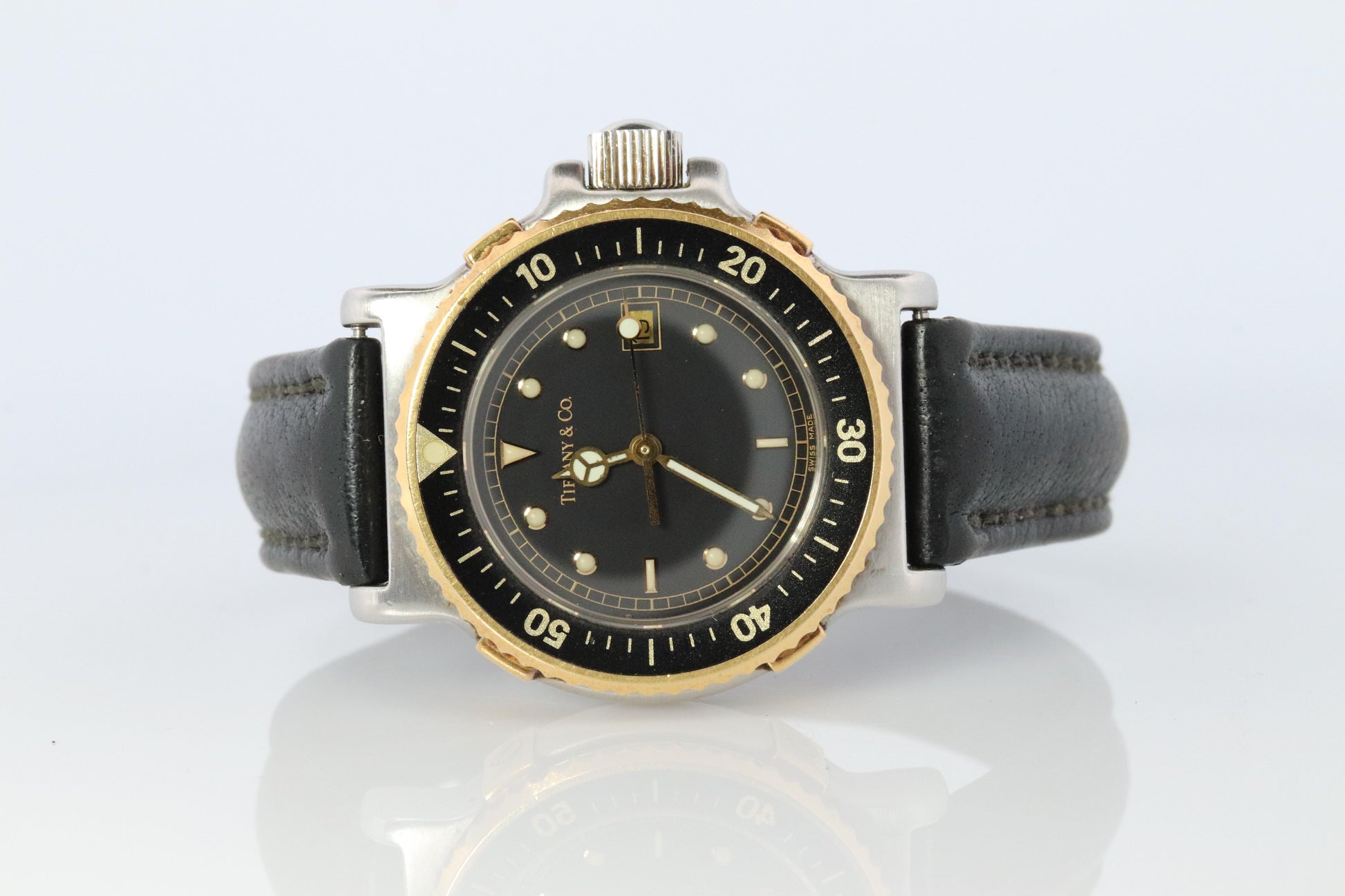 Tiffany and Co Diver Watch. 18k Gold and SS Tiffany L0729 Ladies Watch