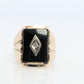 10k ONYX and diamond Signet ring. Heavy Mens Onyx and diamond Signet ring