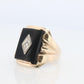10k ONYX and diamond Signet ring. Heavy Mens Onyx and diamond Signet ring