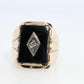 10k ONYX and diamond Signet ring. Heavy Mens Onyx and diamond Signet ring