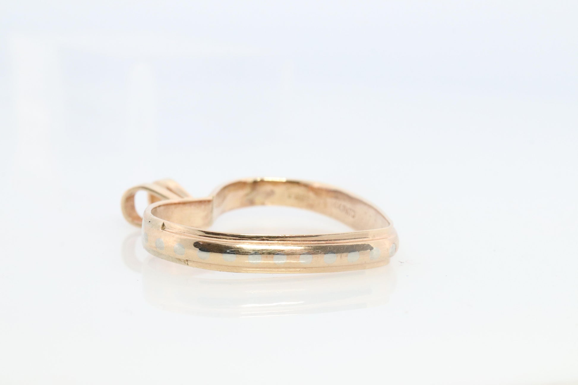 14k Open Heart Pendant. Antique 1940s Large Open Heart Pendant.
