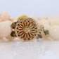 14k Coral Carved Angel Skin Salmon Bead Necklace. Two Strand Peach White Coral