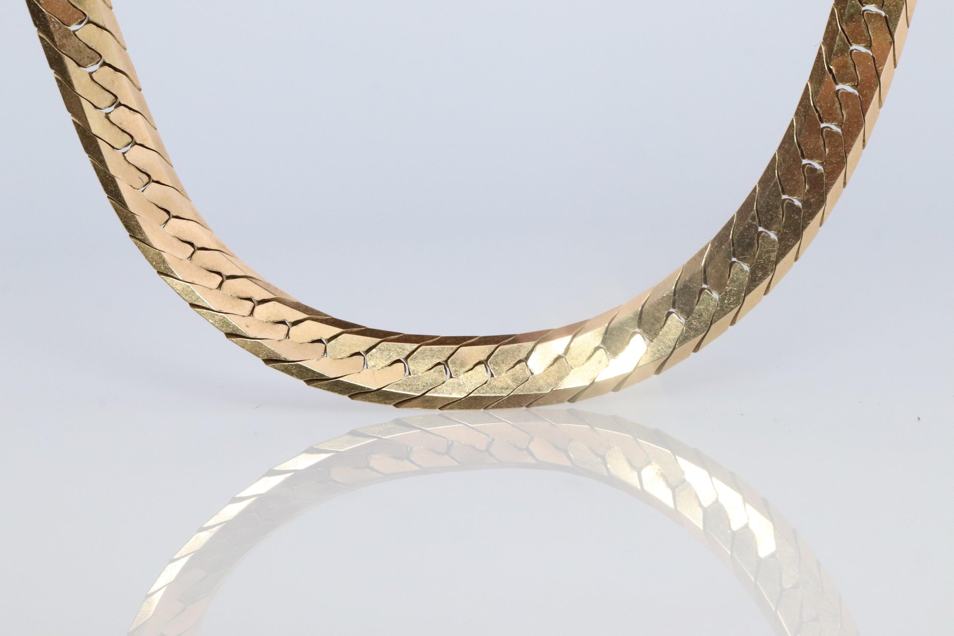 14k Herringbone Chain Necklace 5mm 19in 19.2 grams. Made by ACA Italy