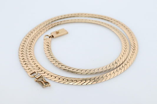 14k Herringbone Chain Necklace 5mm 19in 19.2 grams. Made by ACA Italy