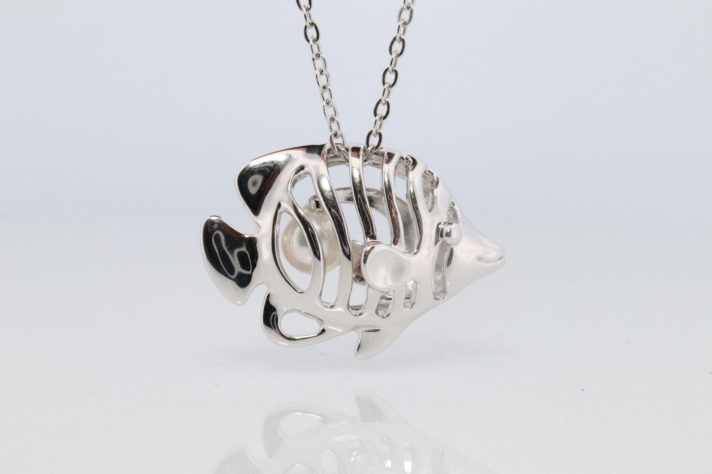 Mikimoto Pendant Sterling Silver. Mikimoto Fish with a Pearl Pendant Necklace.