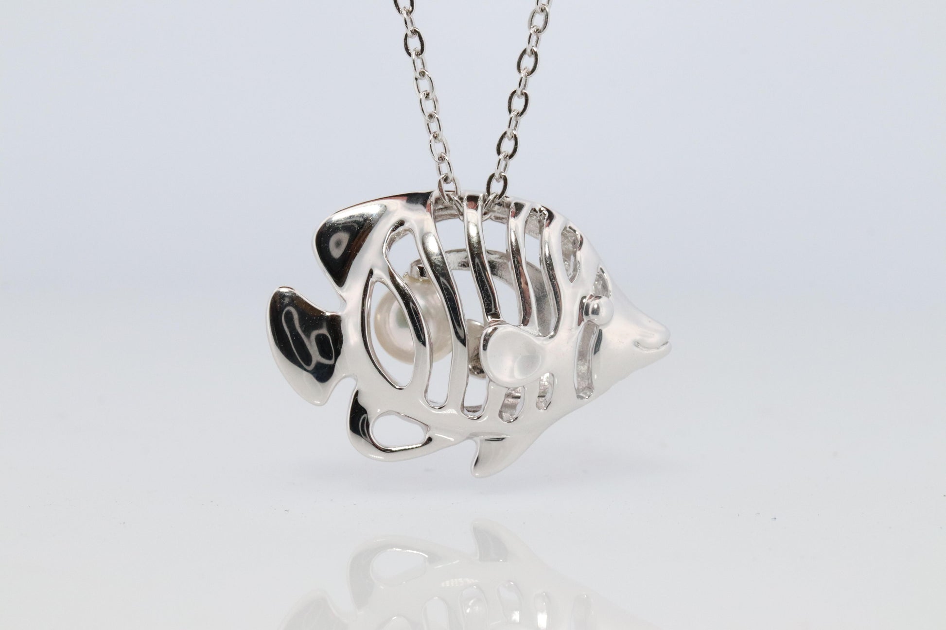 Mikimoto Pendant Sterling Silver. Mikimoto Fish with a Pearl Pendant Necklace.