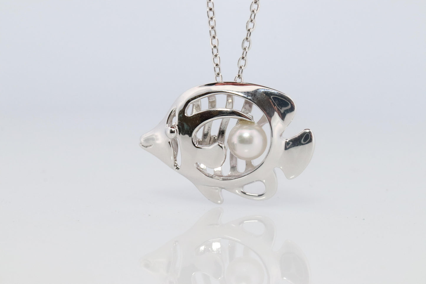 Mikimoto Pendant Sterling Silver. Mikimoto Fish with a Pearl Pendant Necklace.