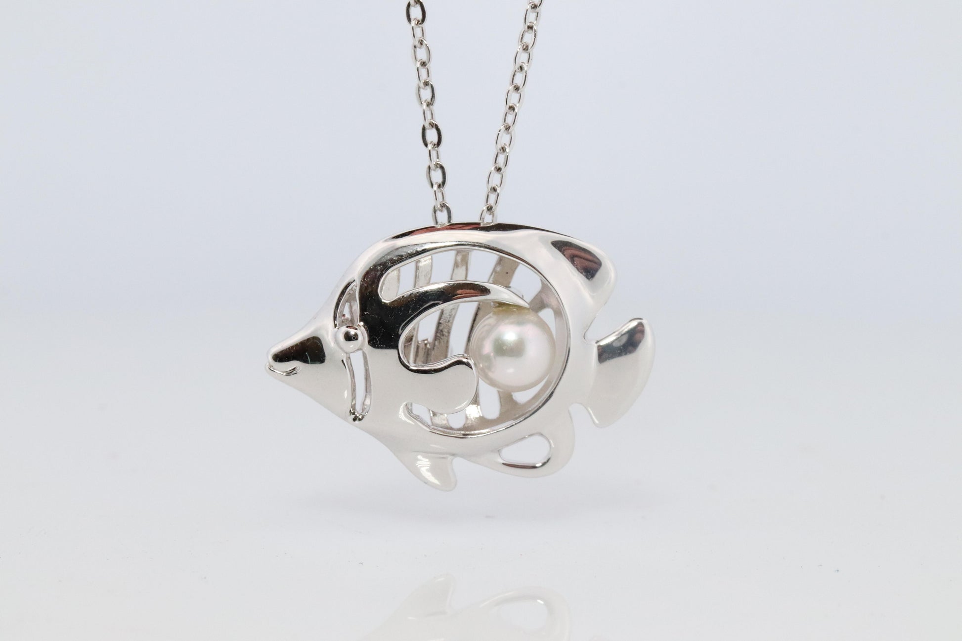 Mikimoto Pendant Sterling Silver. Mikimoto Fish with a Pearl Pendant Necklace.