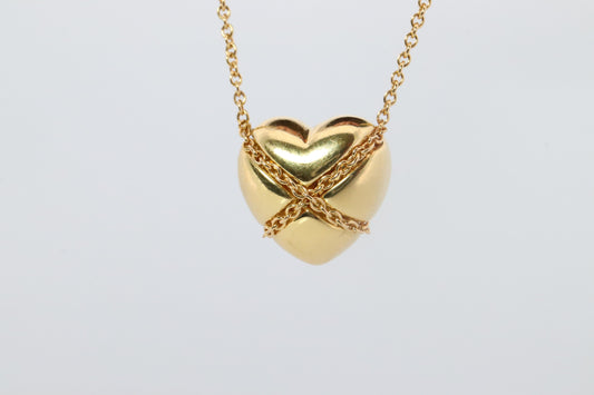 Tiffany and Co Heart Pendant 18k Tiffany Elsa Peretti Puffed Heart Necklace