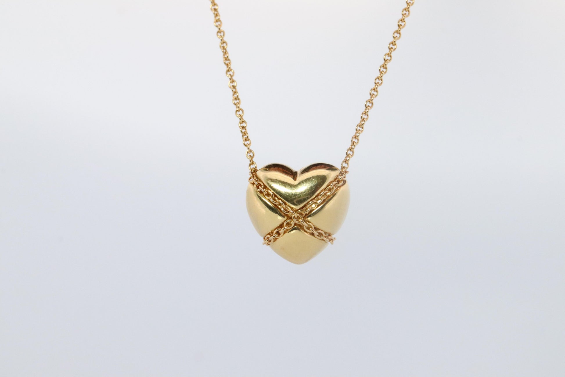 Tiffany and Co Heart Pendant 18k Tiffany Elsa Peretti Puffed Heart Necklace