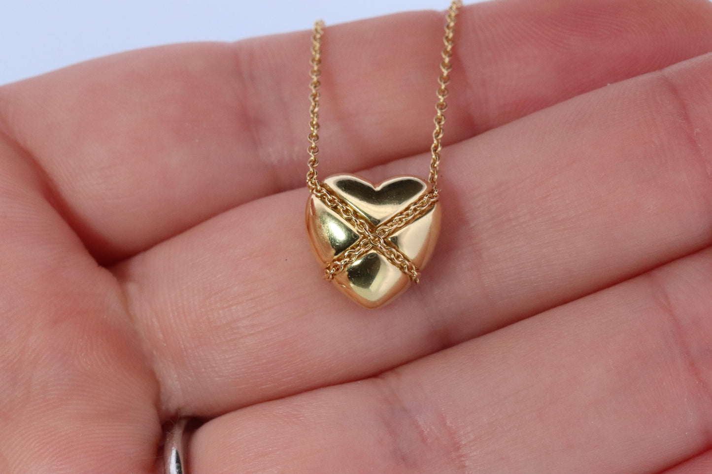 Tiffany and Co Heart Pendant 18k Tiffany Elsa Peretti Puffed Heart Necklace