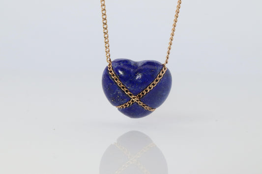Tiffany and Co Heart Pendant 14k Tiffany Elsa Peretti Lapis Lazuli Necklace