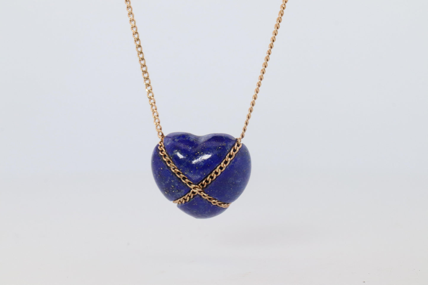 Tiffany and Co Heart Pendant 14k Tiffany Elsa Peretti Lapis Lazuli Necklace