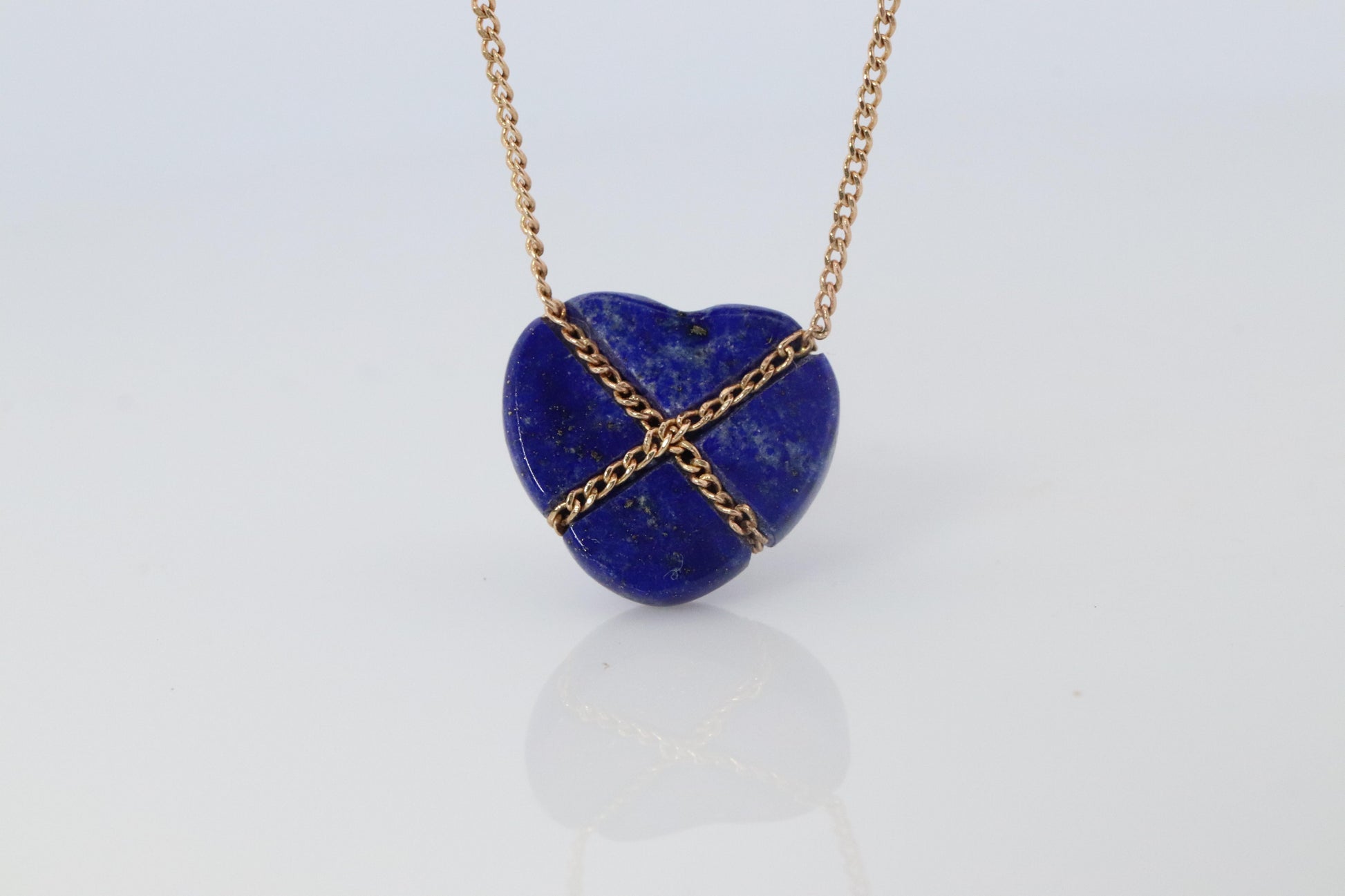 Tiffany and Co Heart Pendant 14k Tiffany Elsa Peretti Lapis Lazuli Necklace