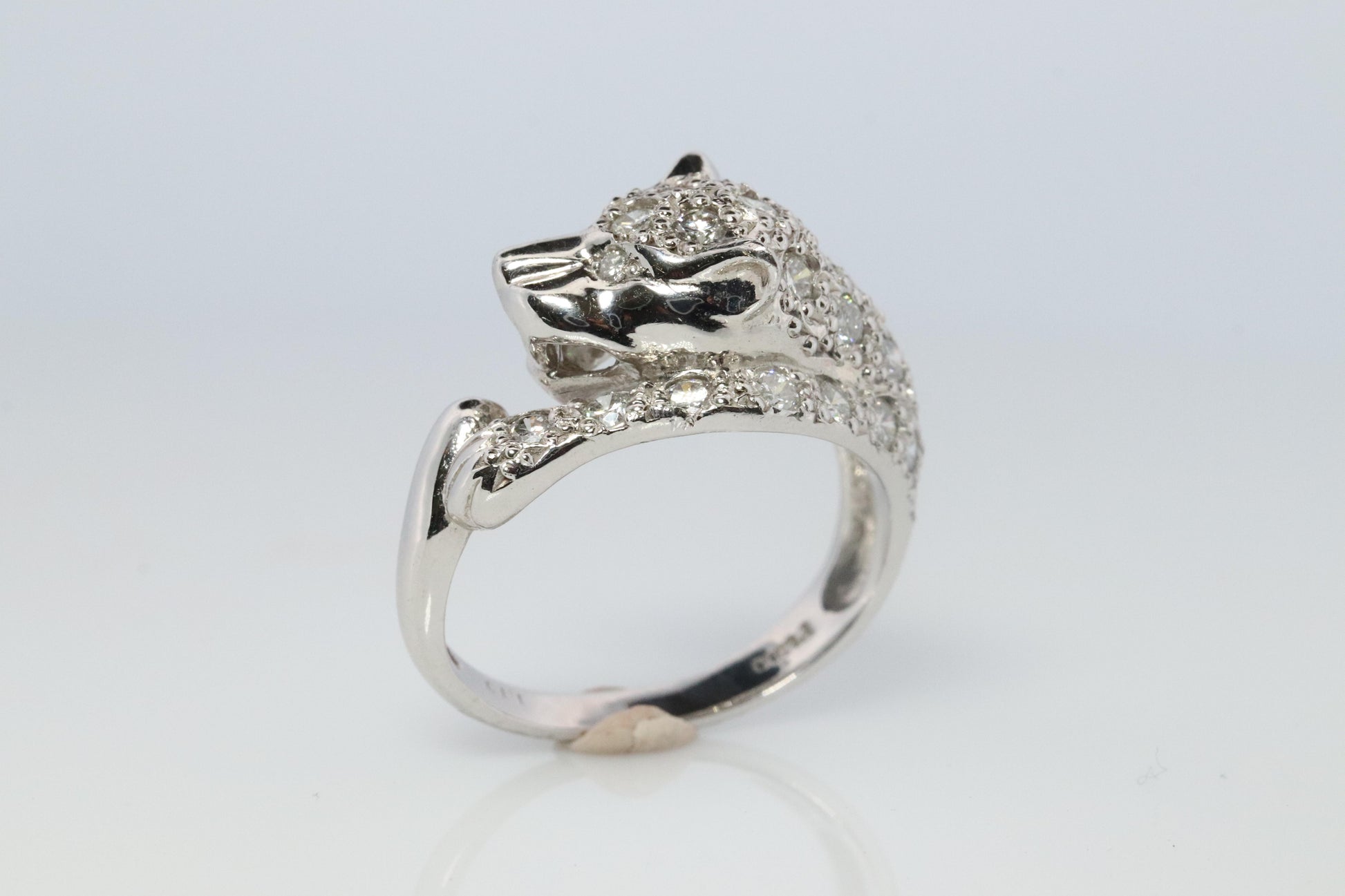 Panther Leopard Jaguar Cheetah Platinum ring. Diamond Encrusted Head band.