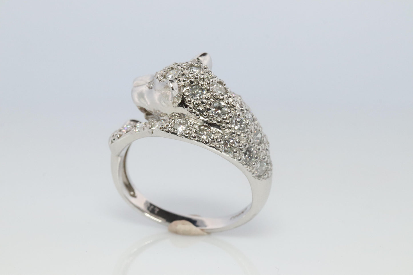 Panther Leopard Jaguar Cheetah Platinum ring. Diamond Encrusted Head band.