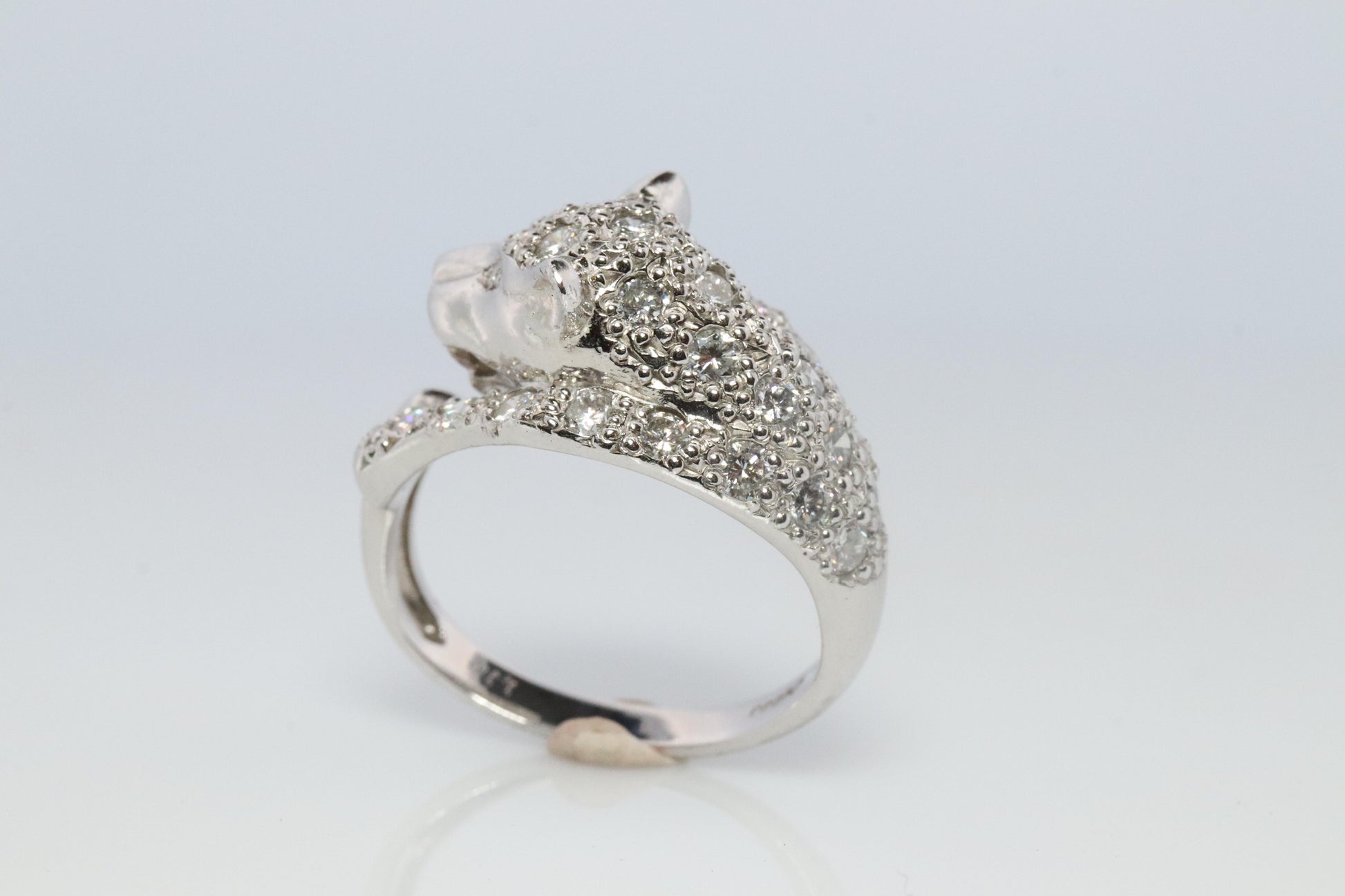 Panther Leopard Jaguar Cheetah Platinum ring. Diamond Encrusted Head band.