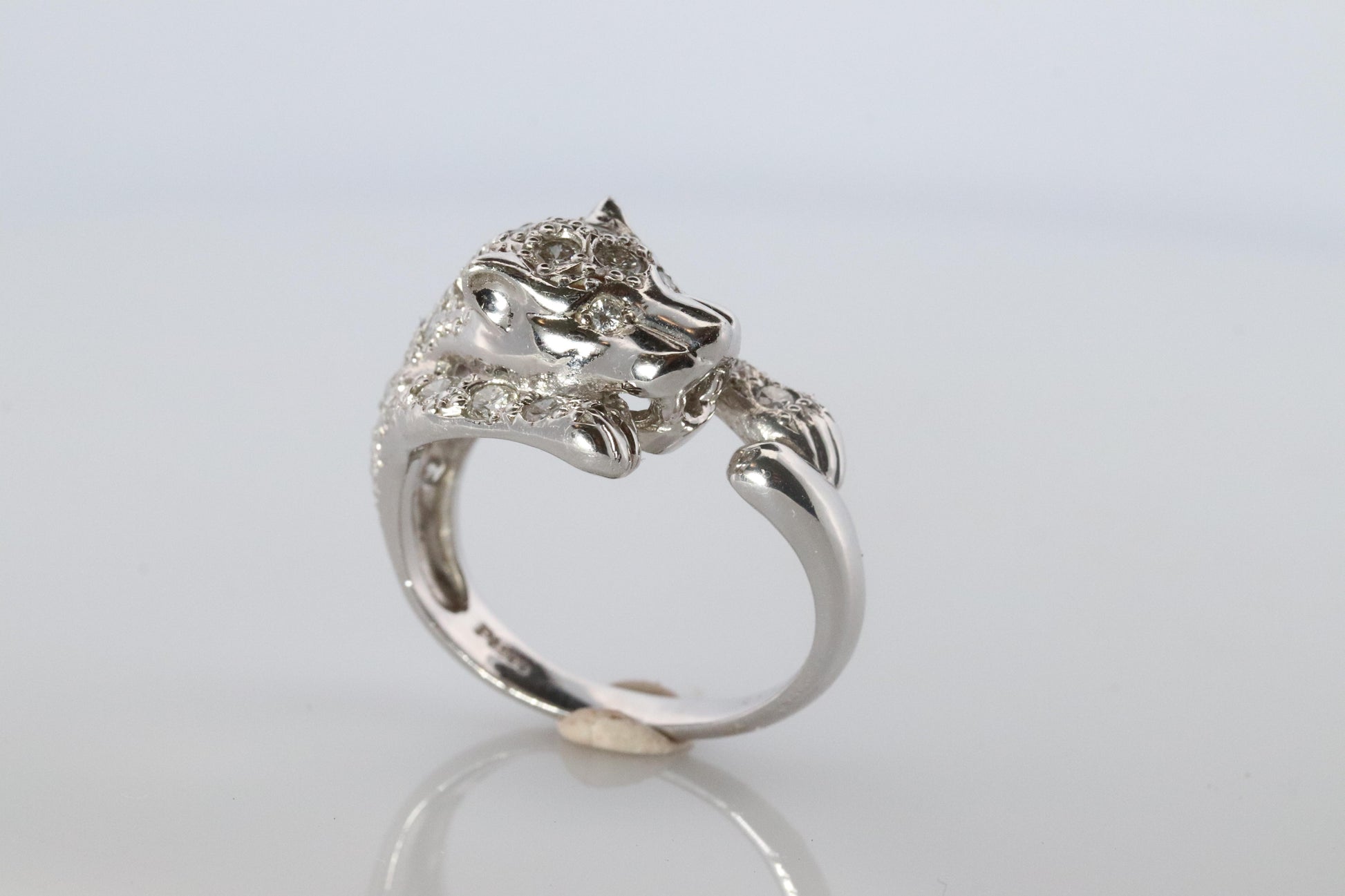 Panther Leopard Jaguar Cheetah Platinum ring. Diamond Encrusted Head band.