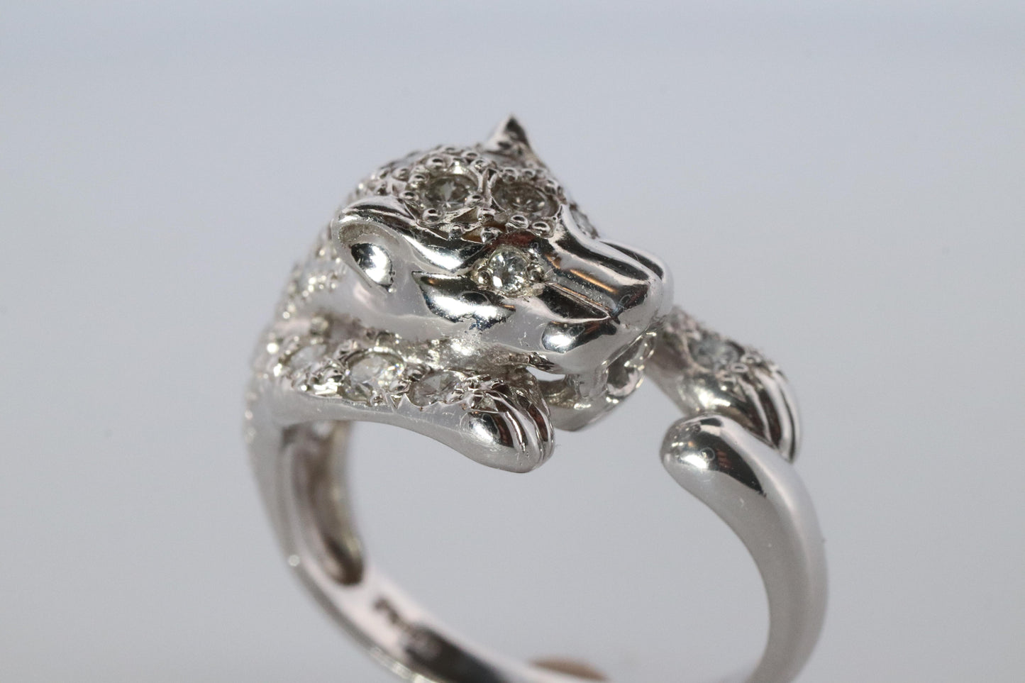 Panther Leopard Jaguar Cheetah Platinum ring. Diamond Encrusted Head band.
