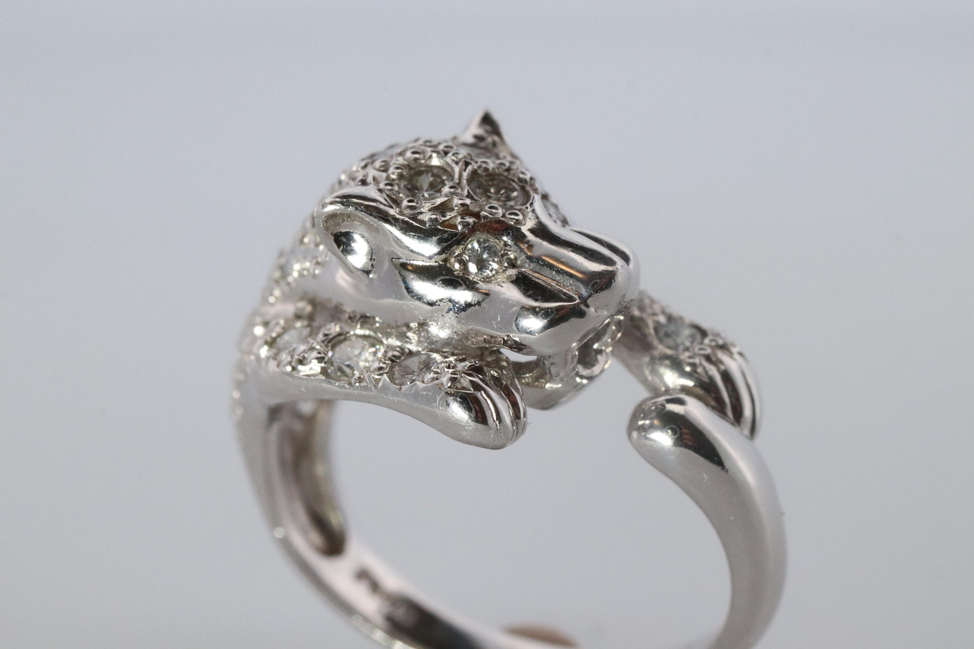 Panther Leopard Jaguar Cheetah Platinum ring. Diamond Encrusted Head band.