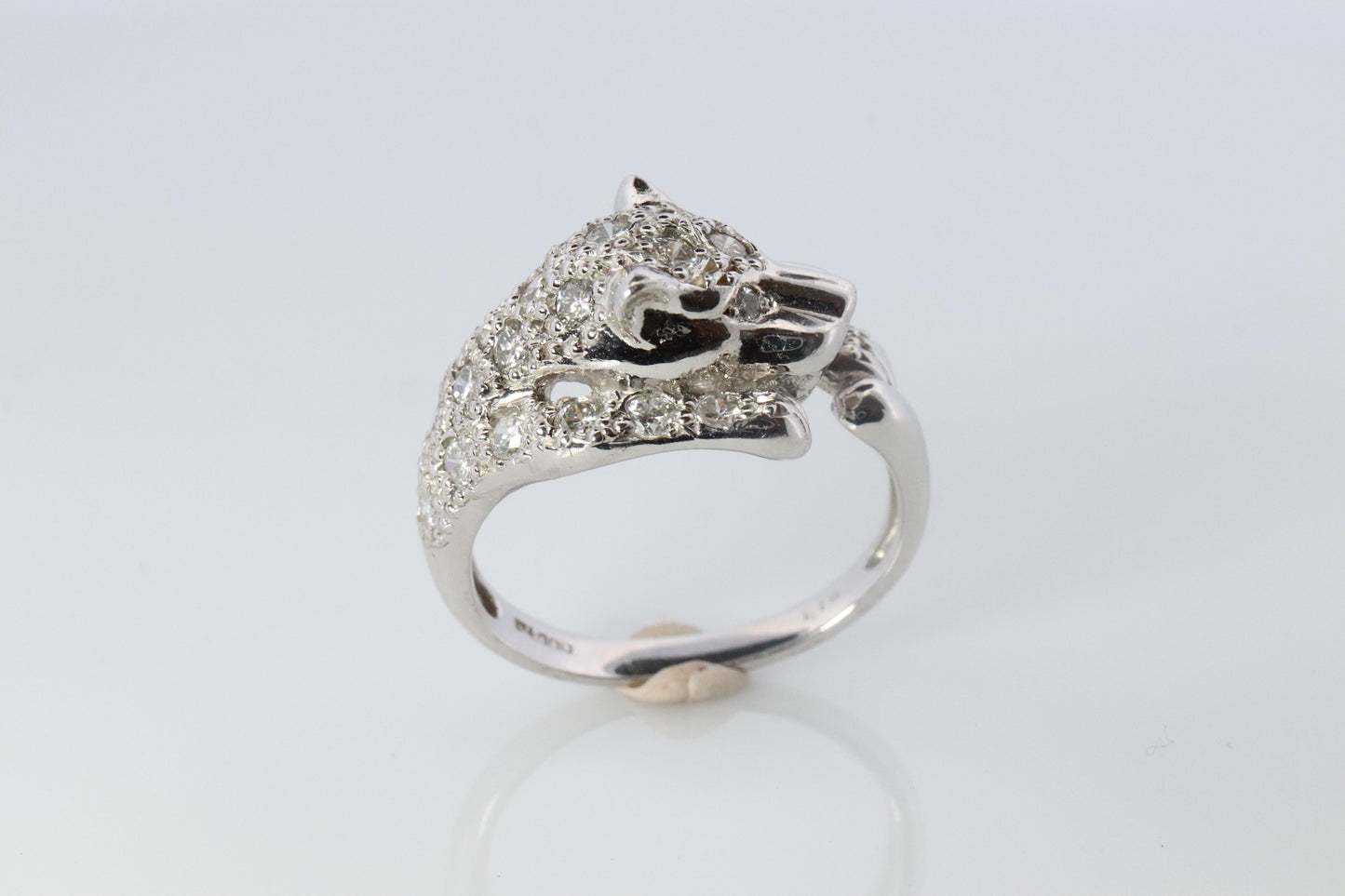 Panther Leopard Jaguar Cheetah Platinum ring. Diamond Encrusted Head band.