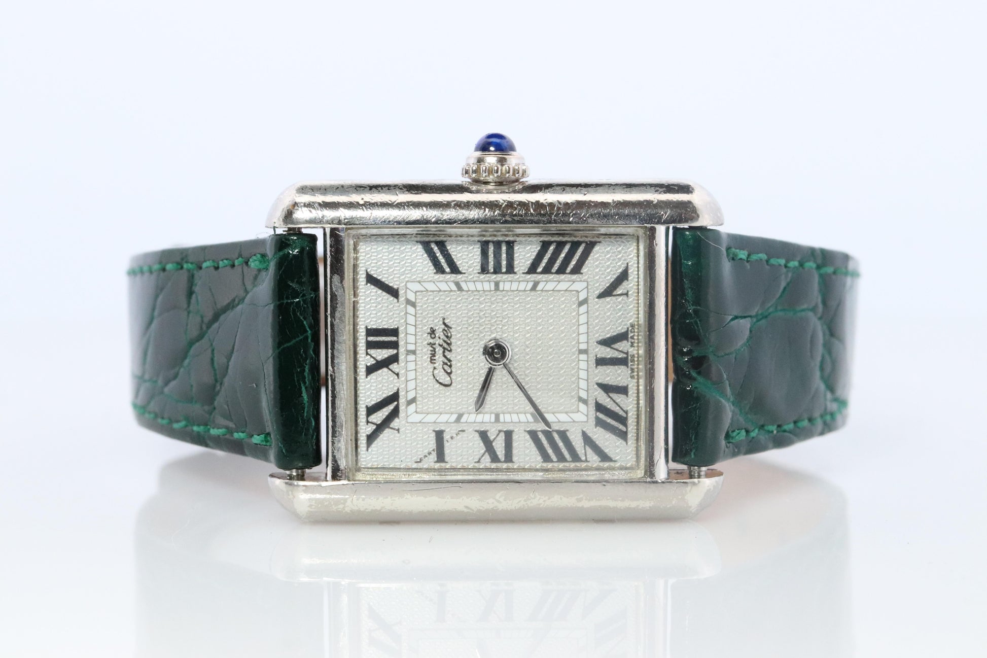Vintage Must de Cartier Tank Watch. 925 Vermeil ARGENT 2416 Silver Dial Tank