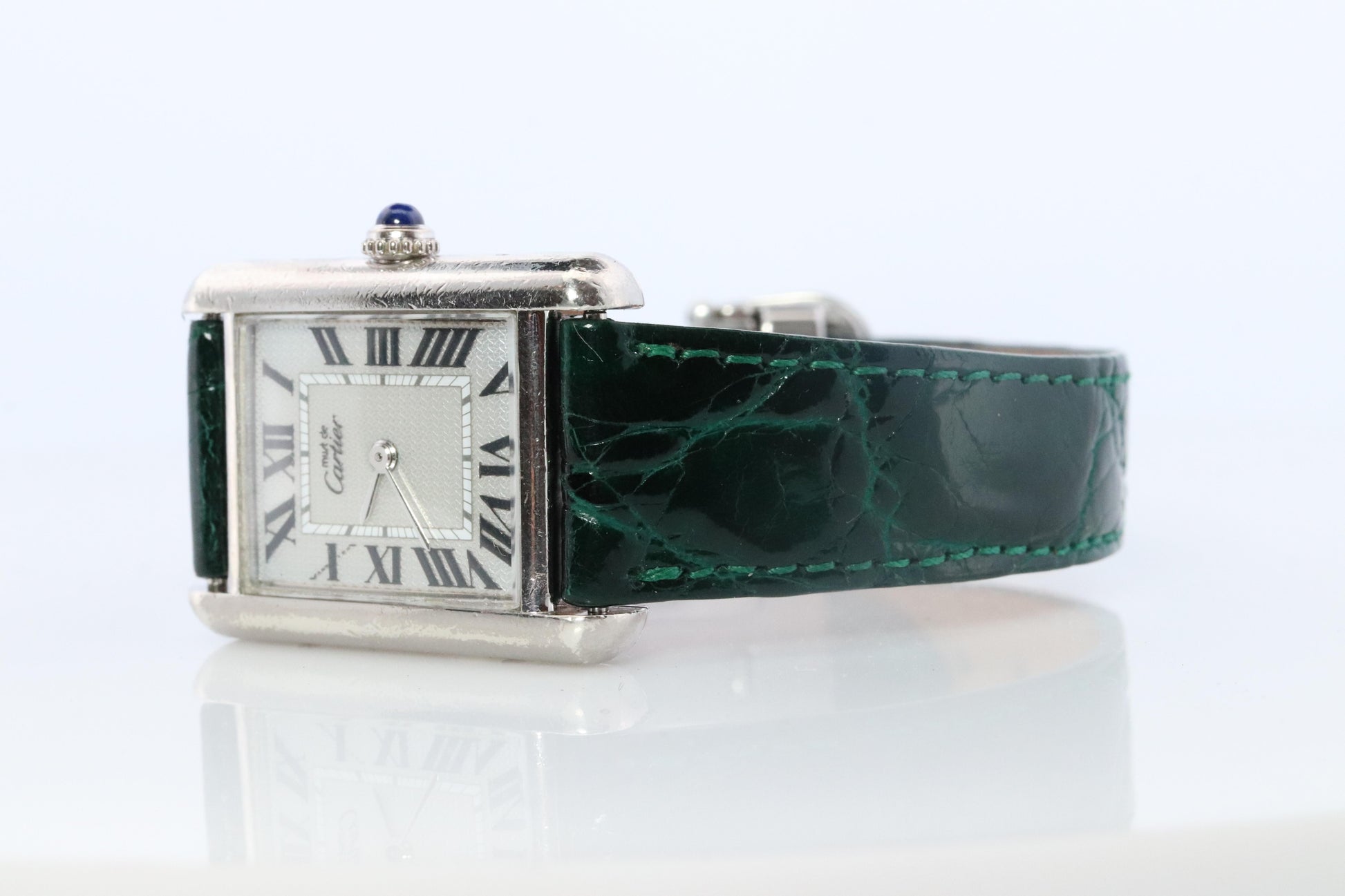 Vintage Must de Cartier Tank Watch. 925 Vermeil ARGENT 2416 Silver Dial Tank