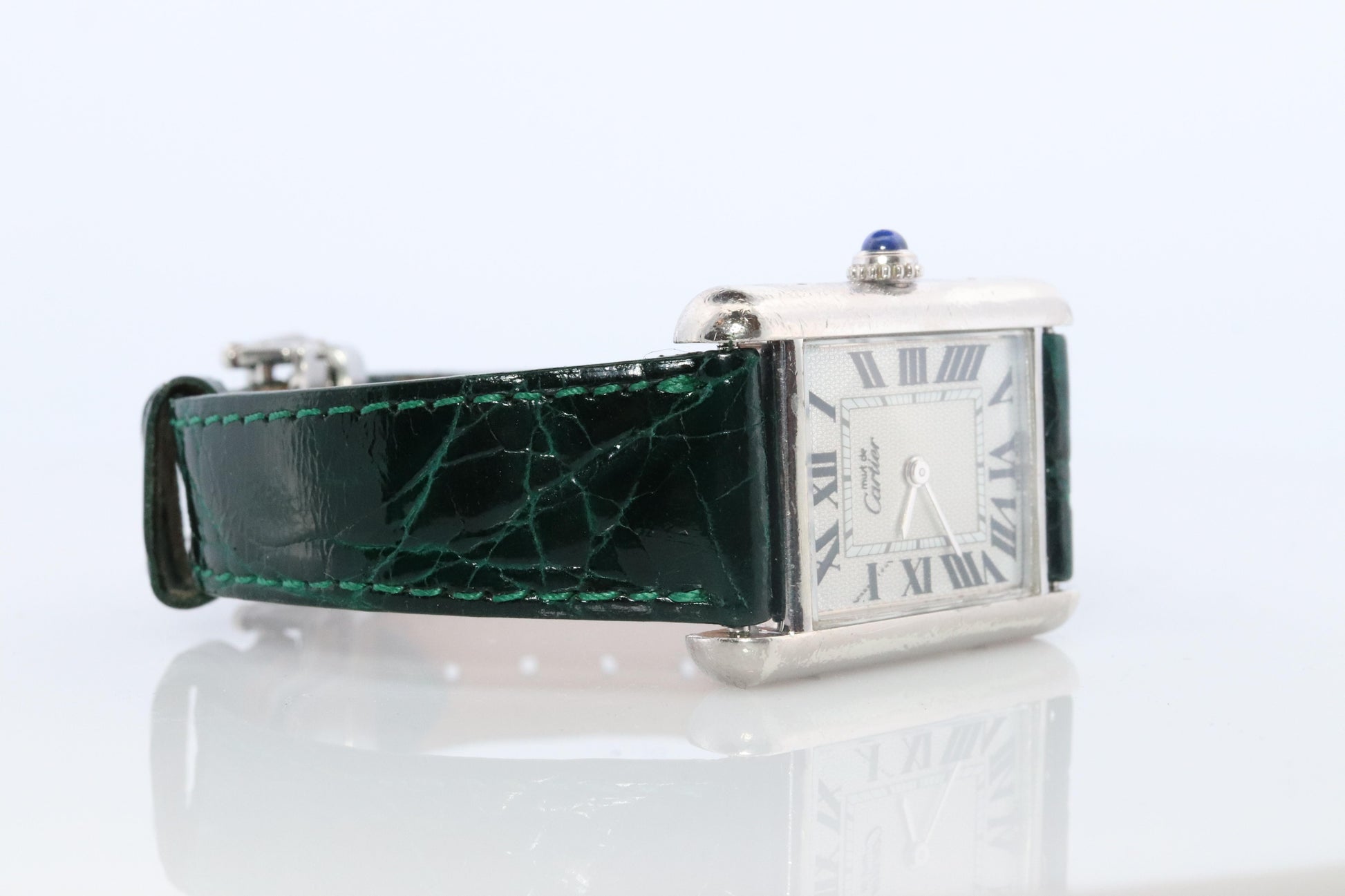 Vintage Must de Cartier Tank Watch. 925 Vermeil ARGENT 2416 Silver Dial Tank