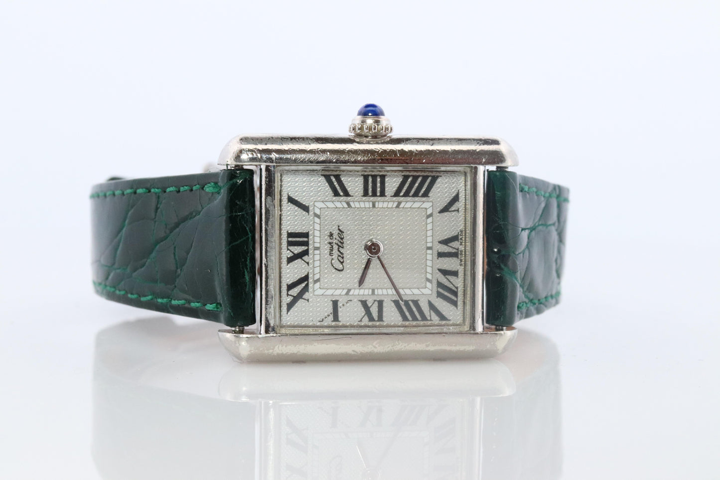 Vintage Must de Cartier Tank Watch. 925 Vermeil ARGENT 2416 Silver Dial Tank