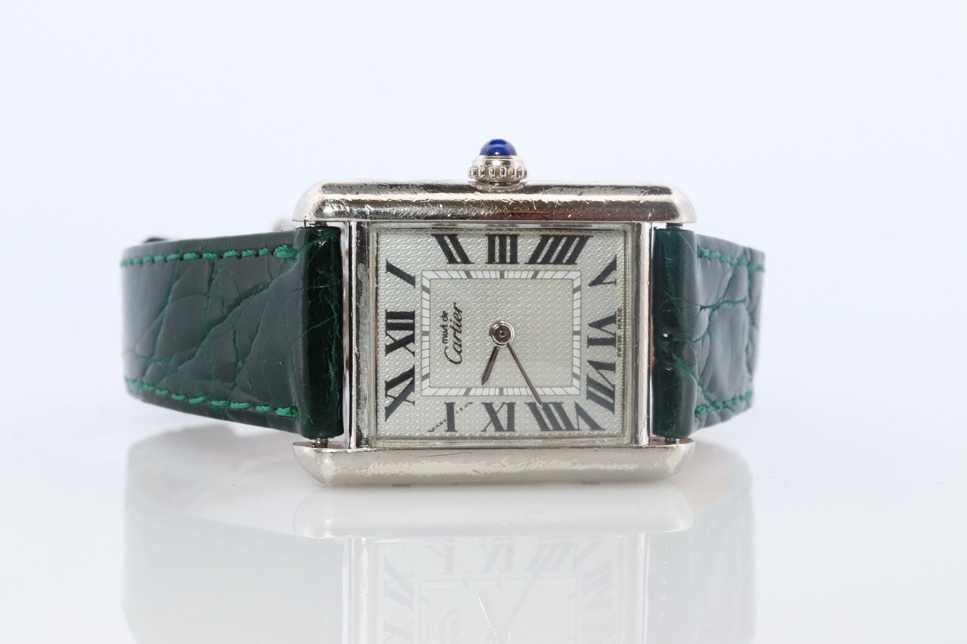 Vintage Must de Cartier Tank Watch. 925 Vermeil ARGENT 2416 Silver Dial Tank