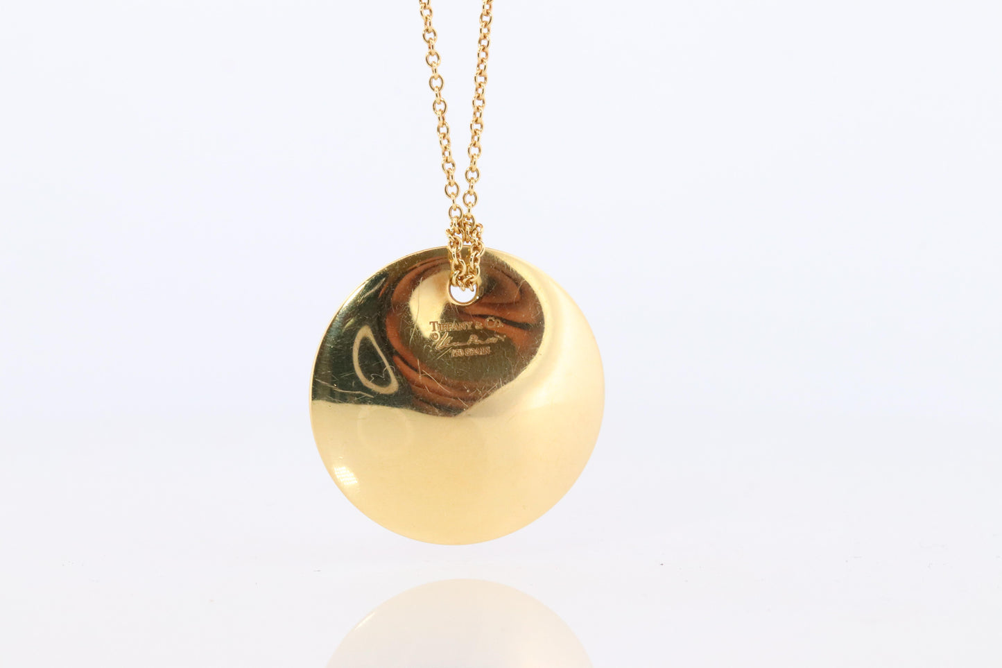 Tiffany & Co. Large Disk Pendant Necklace. 18k Elsa Peretti Tiffany 24mm Round