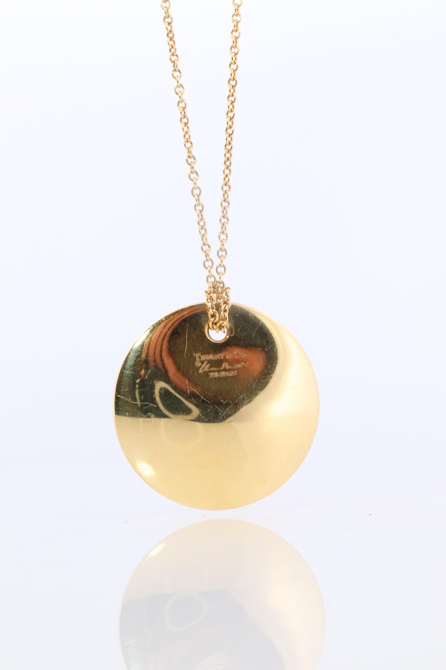 Tiffany & Co. Large Disk Pendant Necklace. 18k Elsa Peretti Tiffany 24mm Round