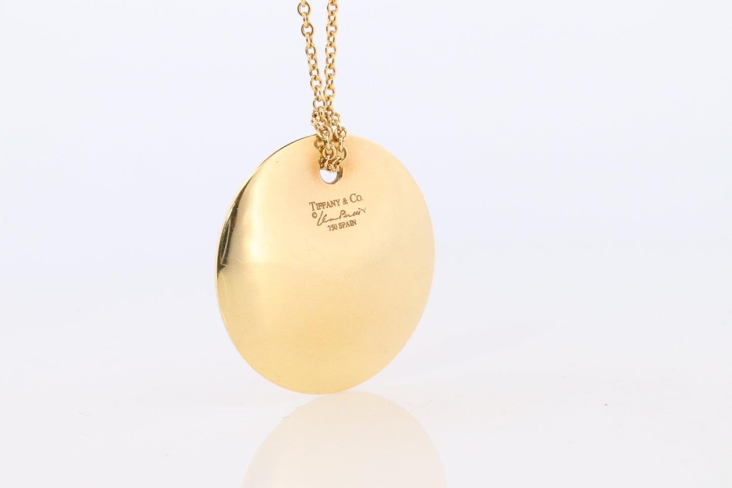 Tiffany & Co. Large Disk Pendant Necklace. 18k Elsa Peretti Tiffany 24mm Round