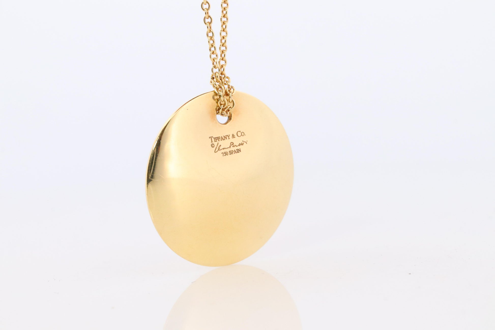 Tiffany & Co. Large Disk Pendant Necklace. 18k Elsa Peretti Tiffany 24mm Round