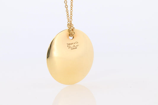Tiffany & Co. Large Disk Pendant Necklace. 18k Elsa Peretti Tiffany 24mm Round