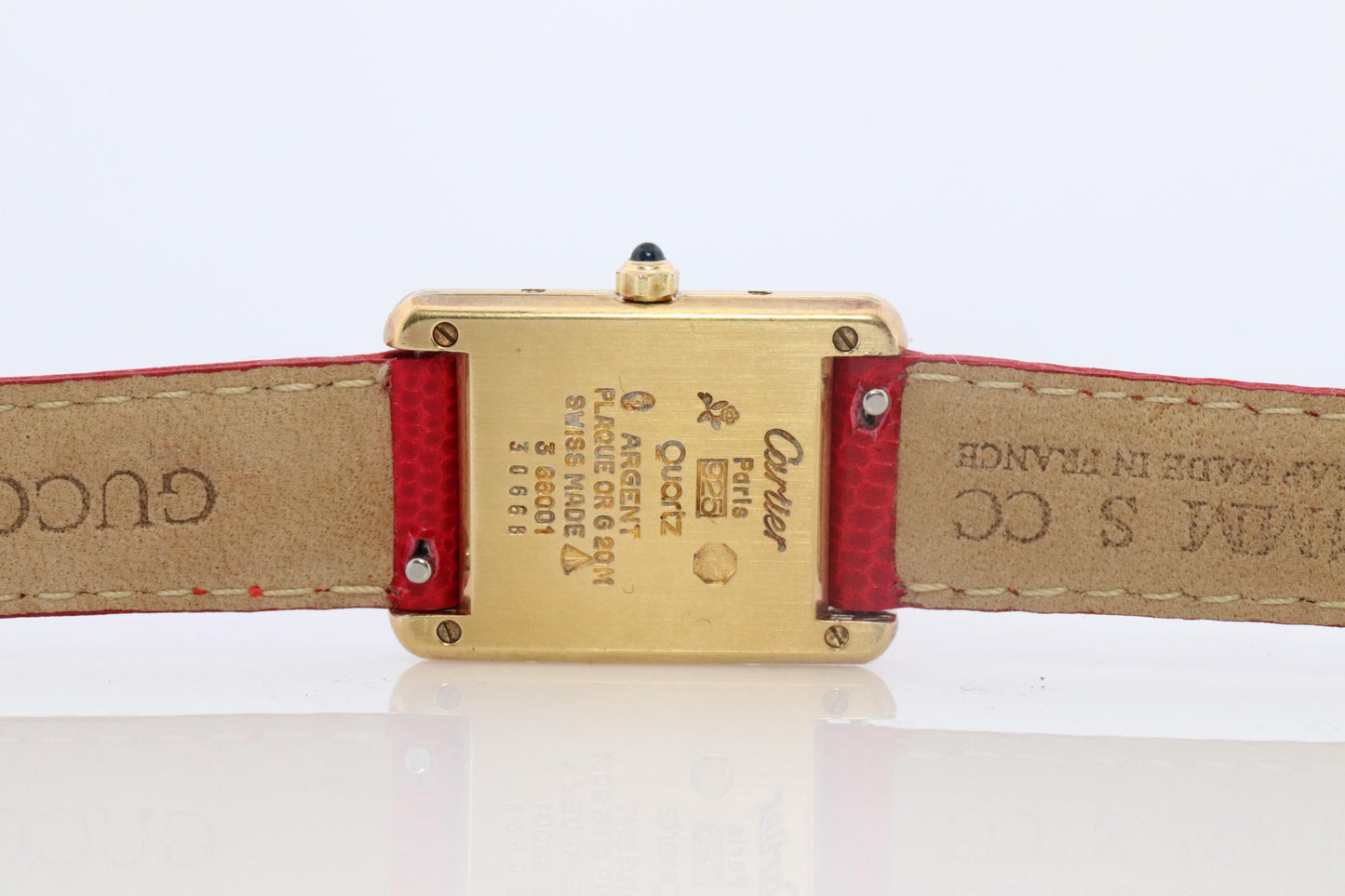 Vintage Must de Cartier Tank Gold Dial Watch. Vermeil ARGENT Small Tank