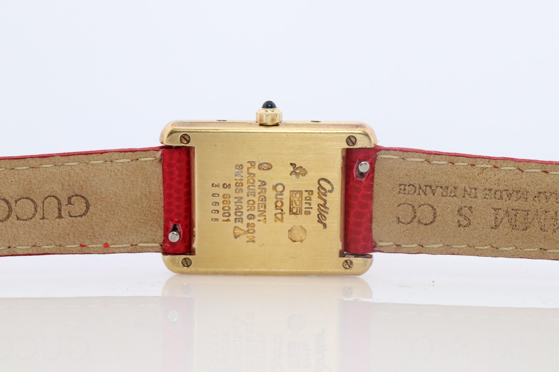 Vintage Must de Cartier Tank Gold Dial Watch. Vermeil ARGENT Small Tank