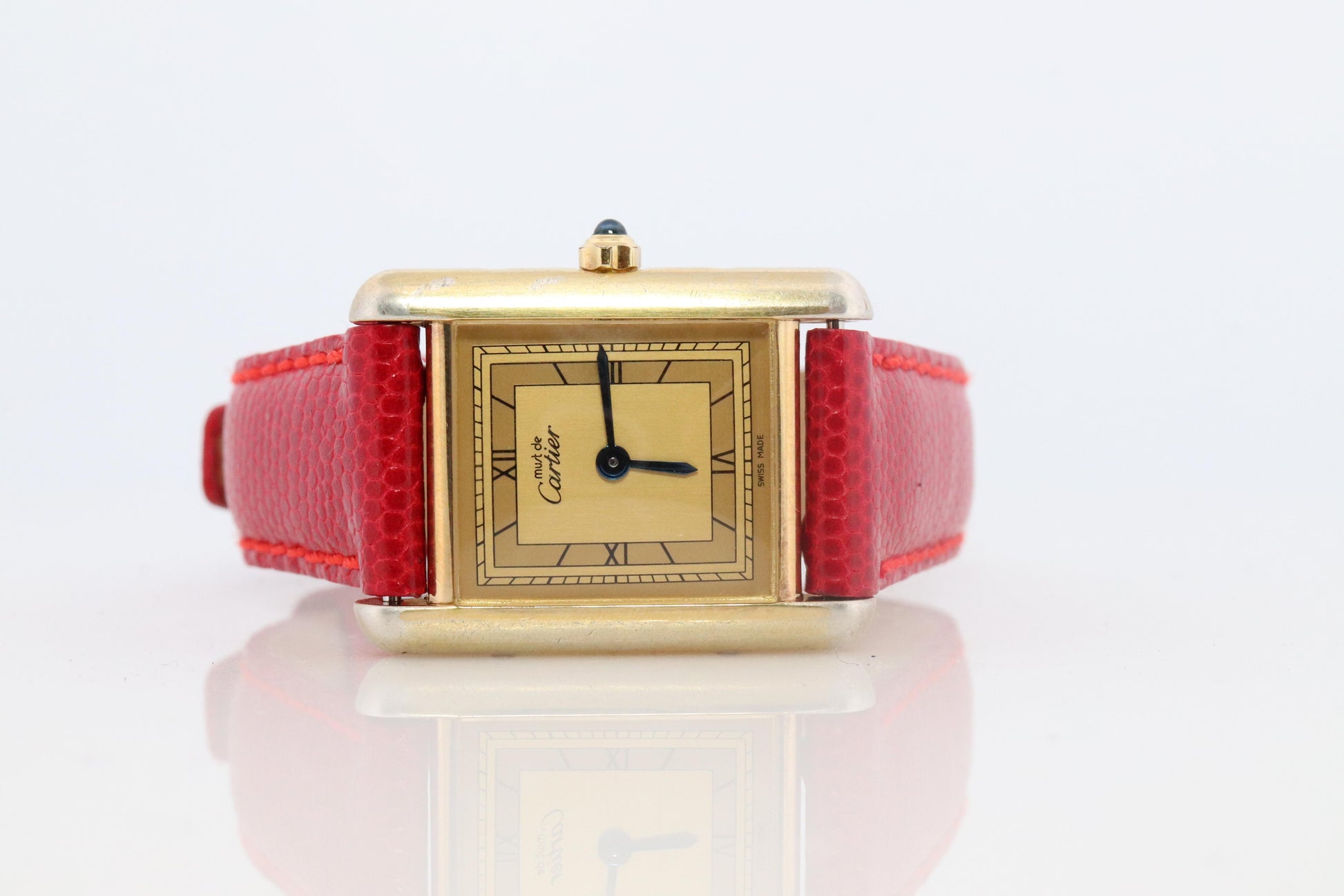 Vintage Must de Cartier Tank Gold Dial Watch. Vermeil ARGENT Small Tank