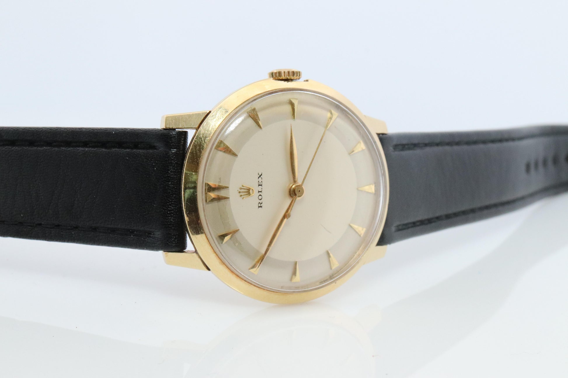 Vintage 14k ROLEX Watch. Rolex 14k YG Dress Watch 1950s.