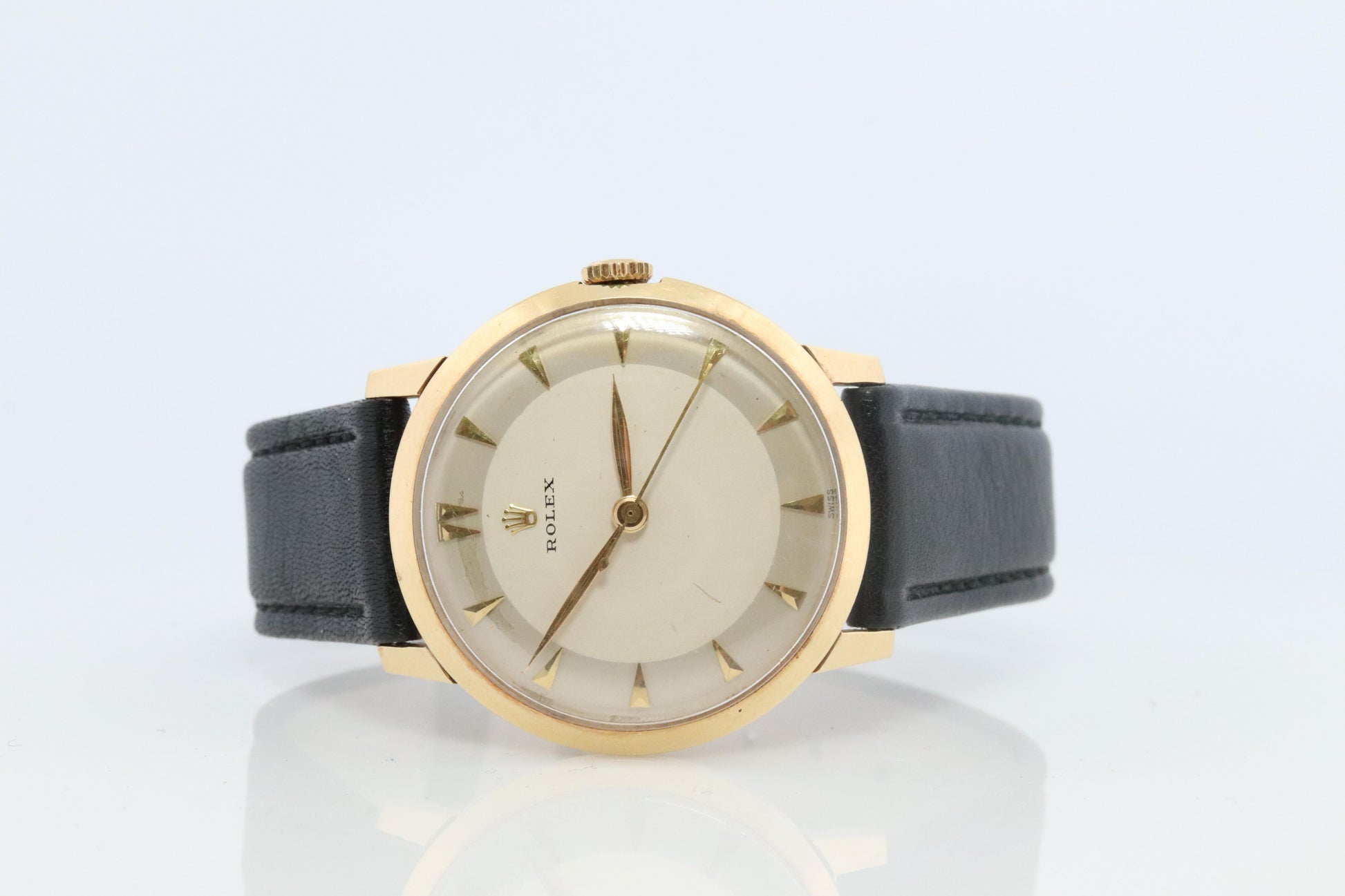 Vintage 14k ROLEX Watch. Rolex 14k YG Dress Watch 1950s.