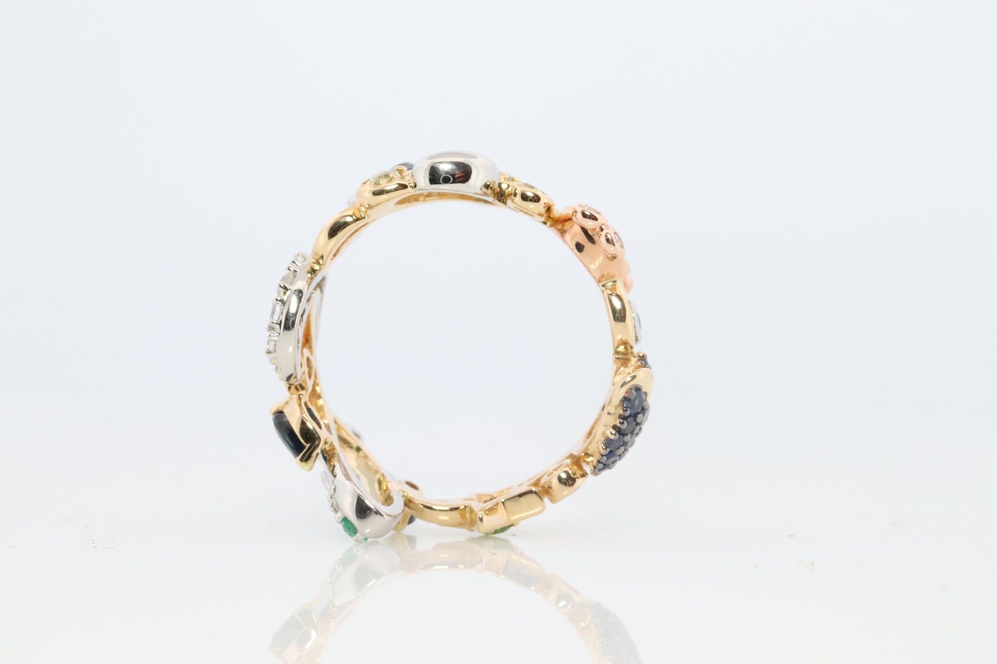 Cosmic ring. 18k and Platinum Rocket Space Planetary theme band.