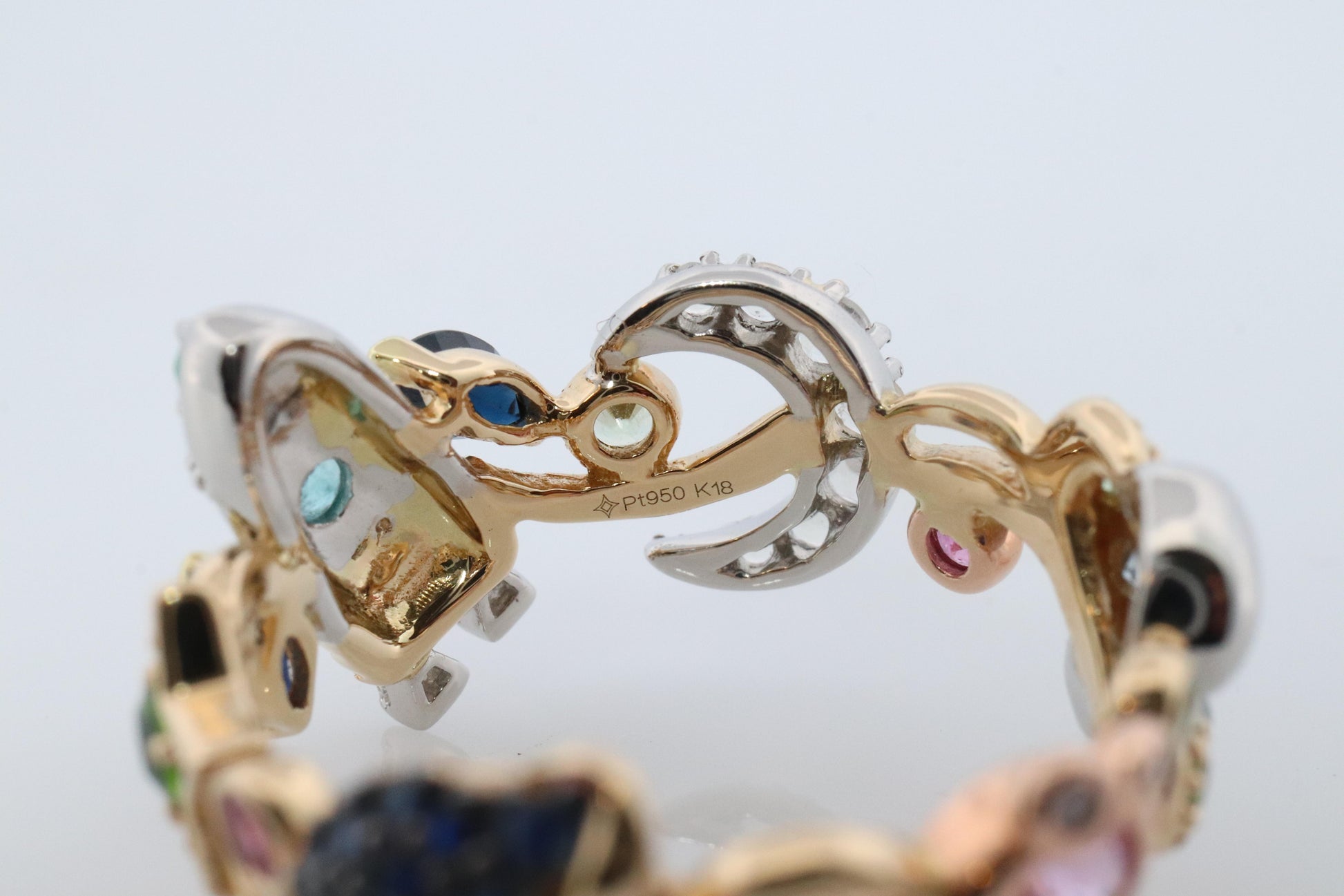 Cosmic ring. 18k and Platinum Rocket Space Planetary theme band.
