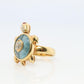 18k TURTLE ring. DIAMOND Topaz encrusted Turtle 3D Animated Seaturtle ring.