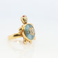 18k TURTLE ring. DIAMOND Topaz encrusted Turtle 3D Animated Seaturtle ring.